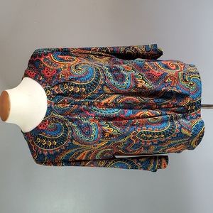 Alfani, long-sleeve, paisley, multicolored, blouse, size Petite Large